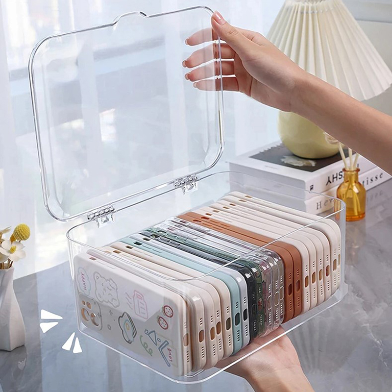Face Mask Storage Box - Acrylic Sundries Storage Basket Dustproof Face