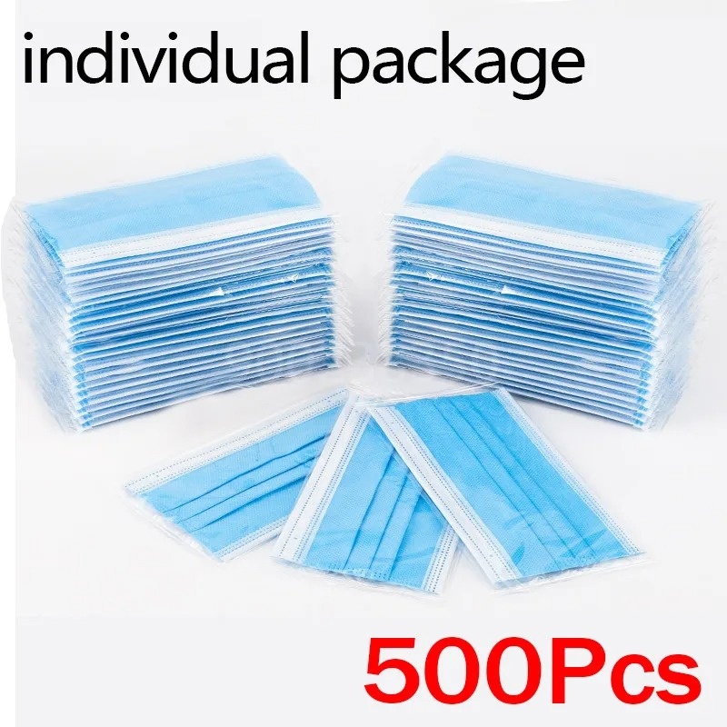 50-500pcs Disposable Adults in - Disposable Mask Blue 评论和价格