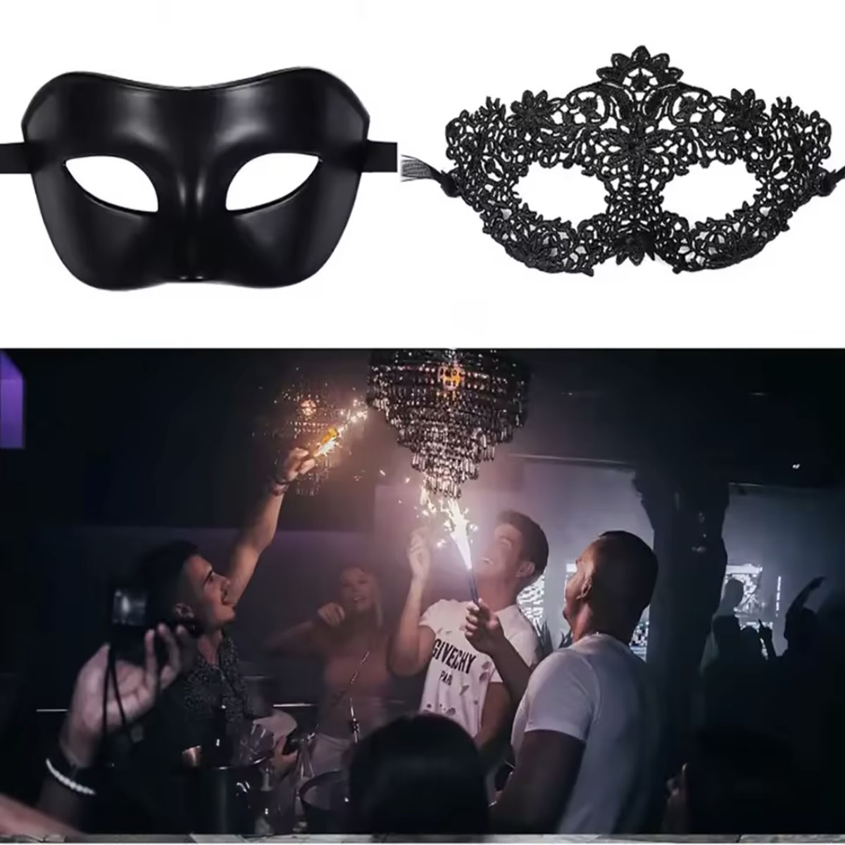 2pcs Elegant Black Lace Masque - Black Face Mask Pack 评论和价格