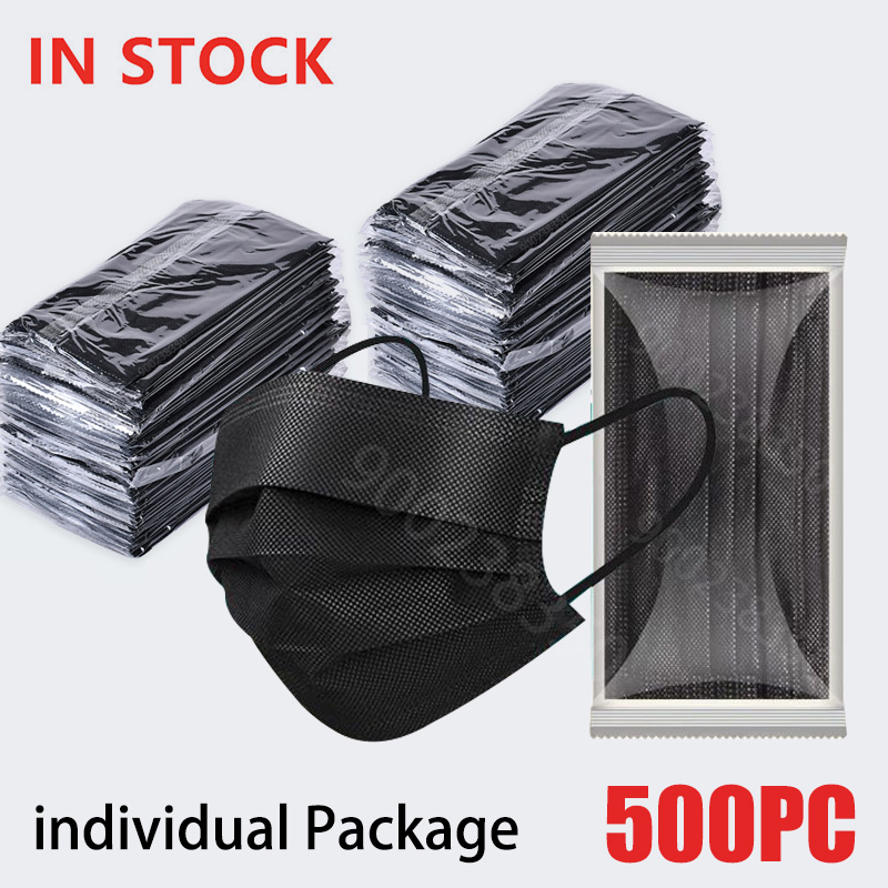 10-500Pcs Adults Mask Disposab - Black Face Mask Pack 评论和价格