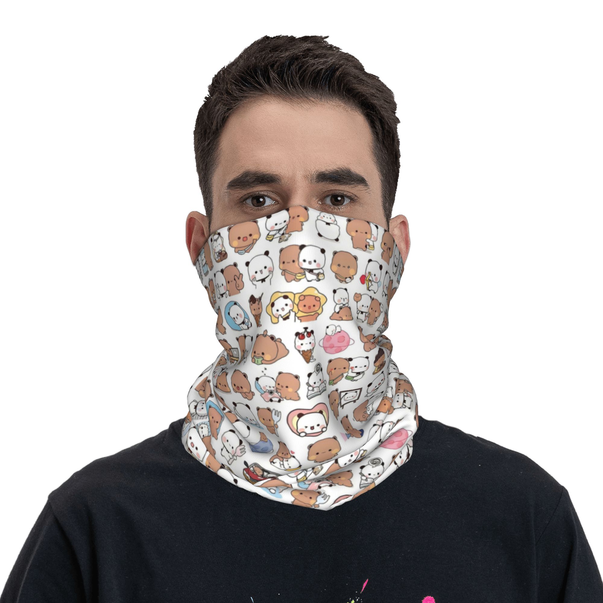Custom Bear Cartoon Peach And  - Neck Gaiter Face Cover 评论和价格