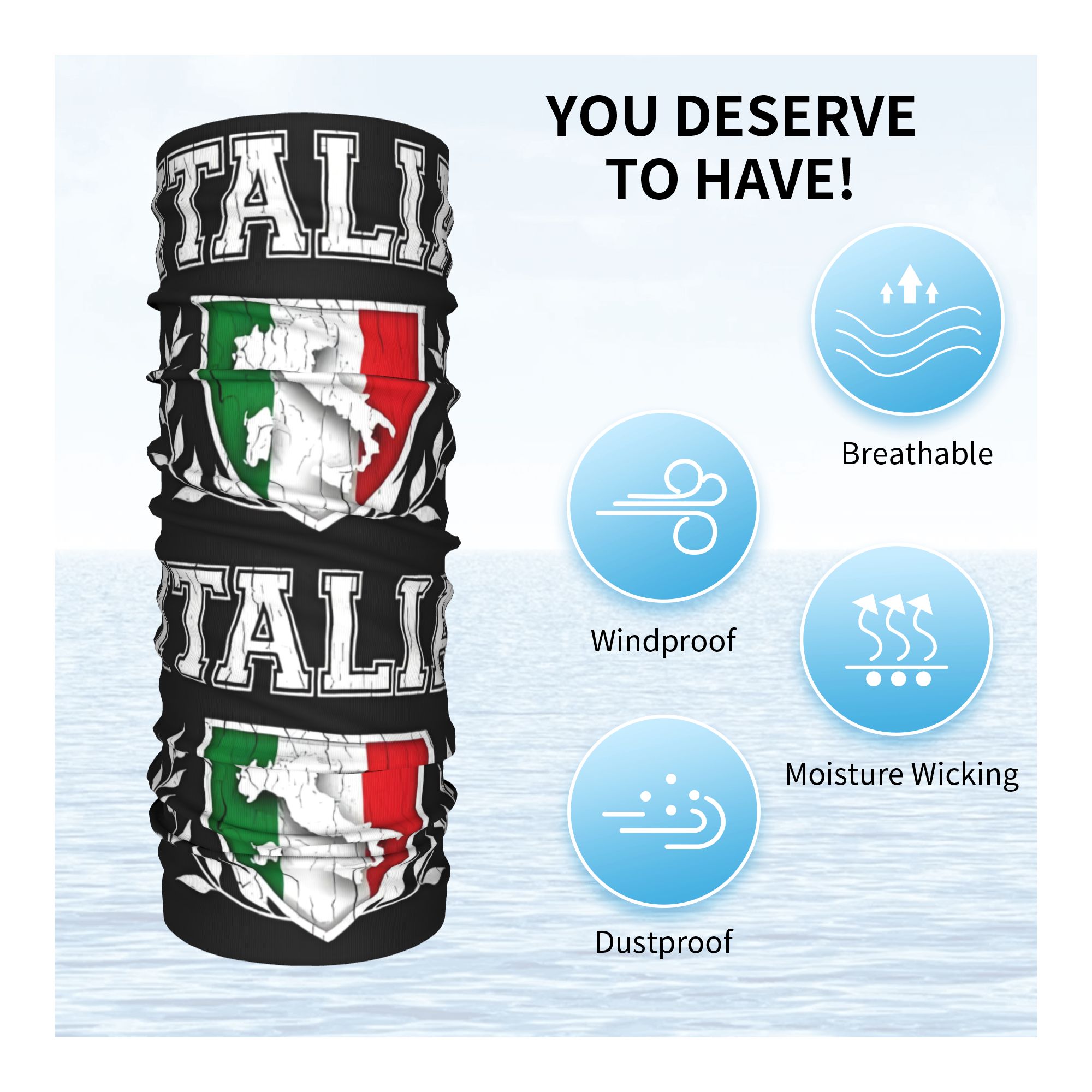 Custom Italy Flag Bandana Neck - Neck Gaiter Face Cover 评论和价格
