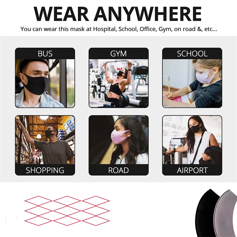 5/10PCS Fashion Solid Earloop  - Cloth Face Mask Washable 评论和价格