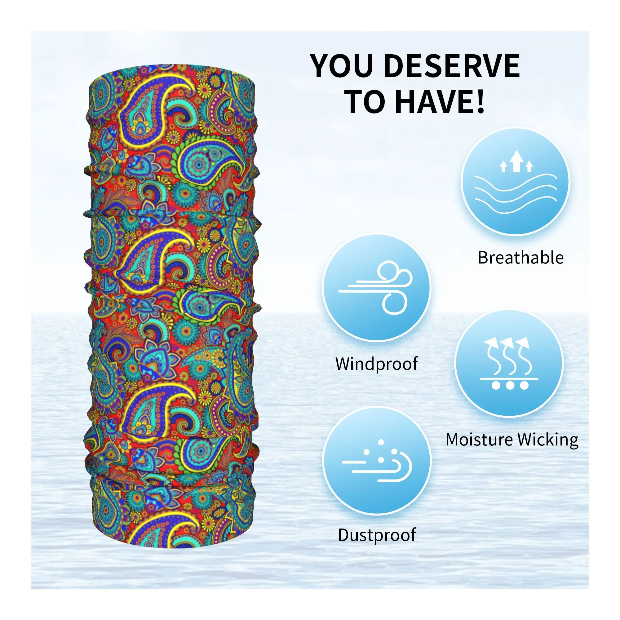 Colorful Retro Paisley Pattern - Neck Gaiter Face Cover 评论和价格