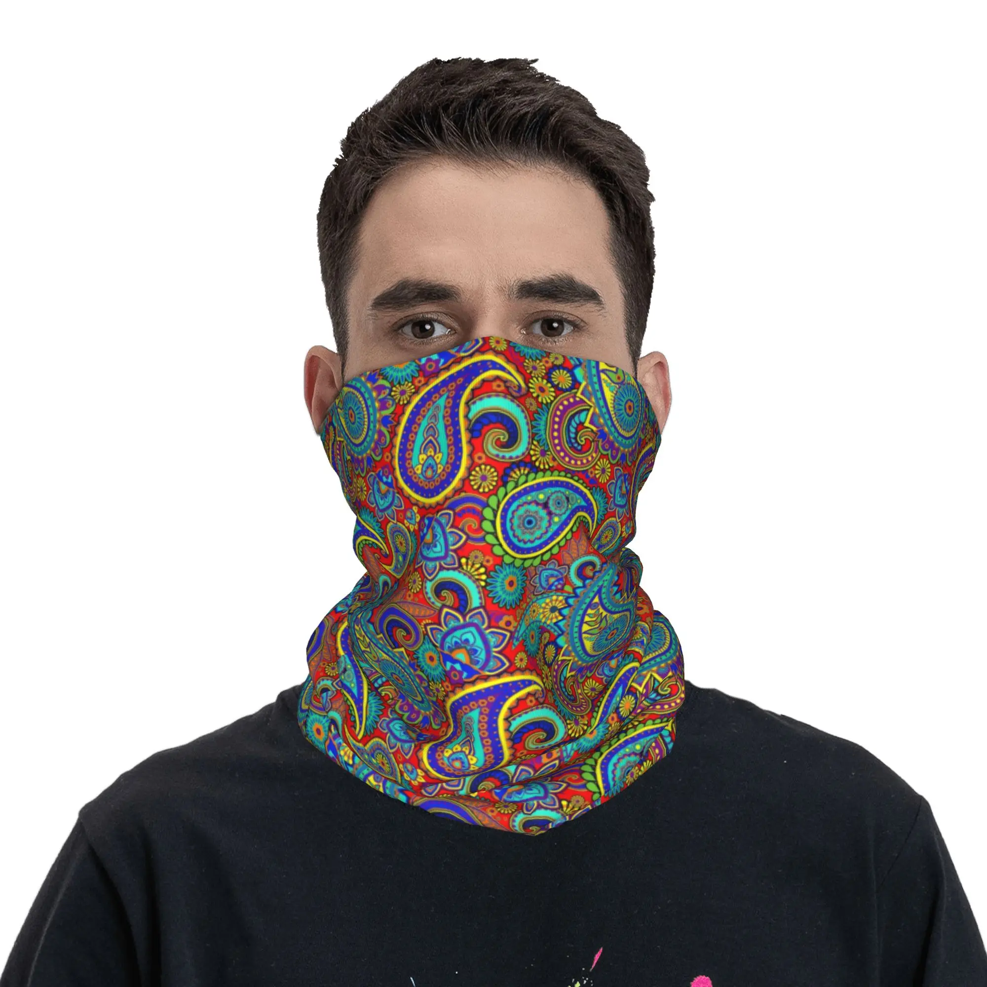 Colorful Retro Paisley Pattern - Neck Gaiter Face Cover 评论和价格